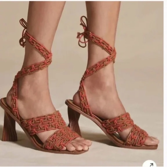 FL Sam Edelman Harleigh Crochet Macrame Boho Peasant Chic Art Farm Classy Heels - Picture 1 of 4